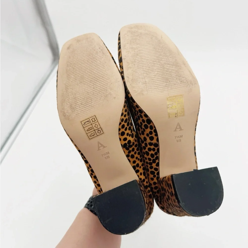 Anthropologie Leopard Print Block Heel Pumps in Tan and Black
